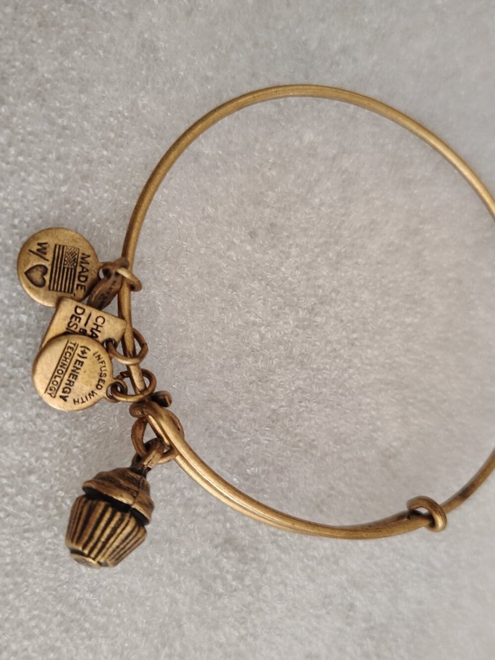Alex and Ani Cupcake Gold Charm Bracelet Bangle 164